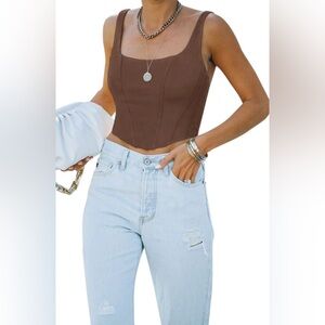 ReoRia Brown Corset Crop Top